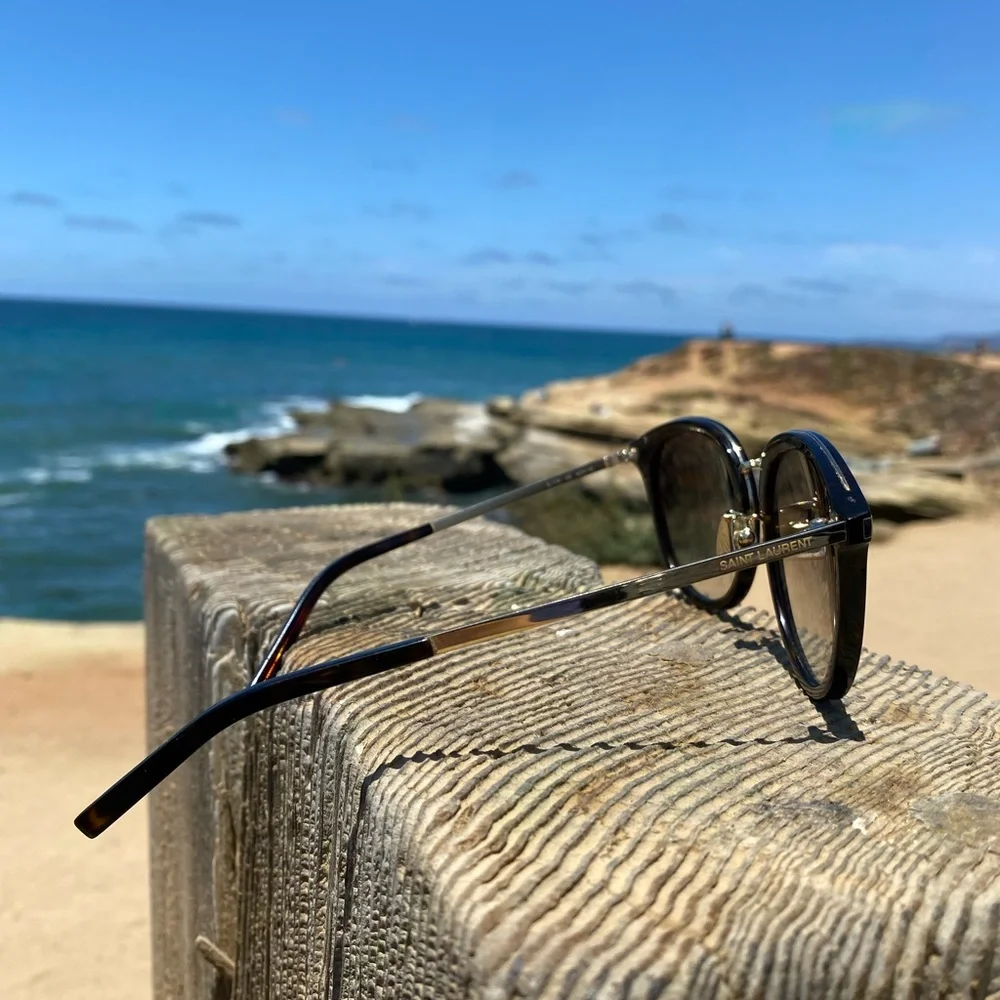 Saint Laurent Unisex Havana/Gold - Brown SL 117/K 003 Sunglasses 🕶 - Picture 6 of 8